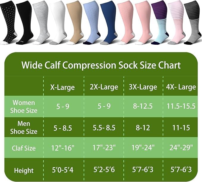 LEVSOX Wide Calf Compression Socks for Women&Men Plus Size 15-20mmHg Knee High Large Support Stockings for Circulation - Image 5