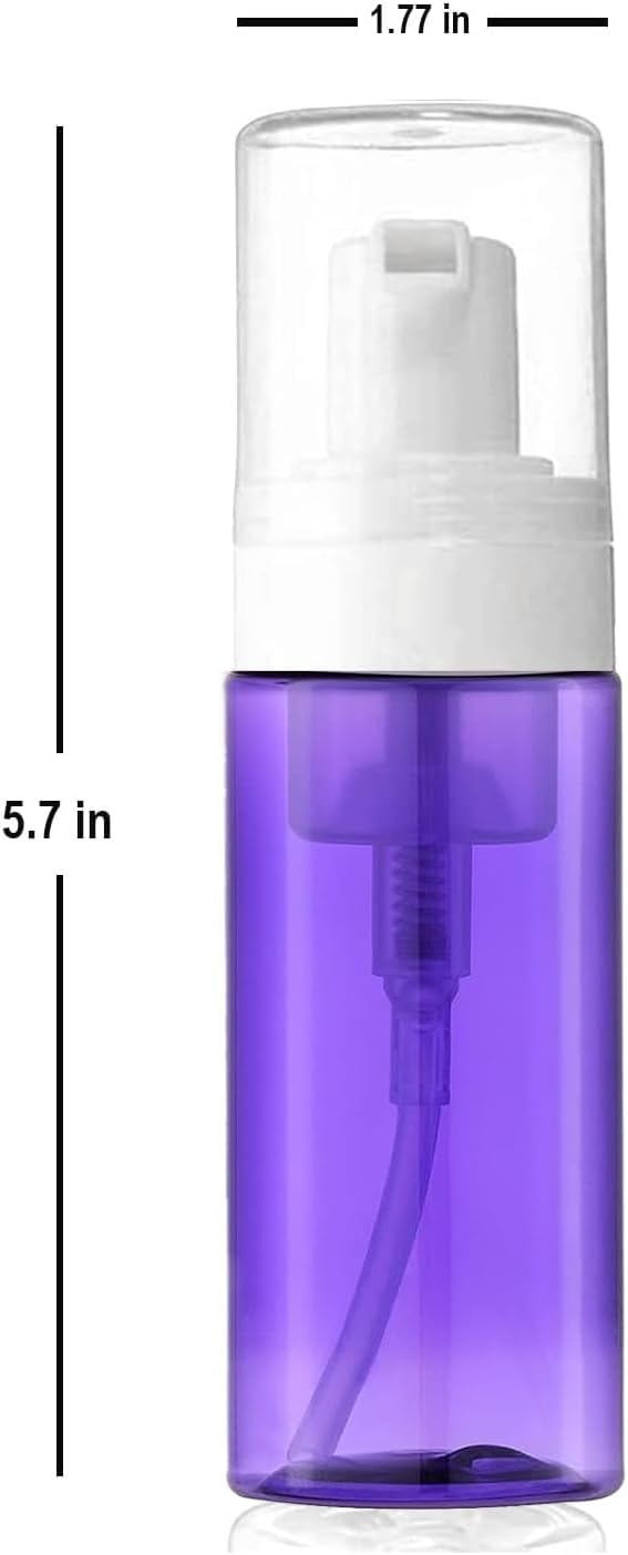 3-Pack Travel-Sized Foaming Pump Bottles - Empty Foaming Liquid Soap Dispensers - for Refillable Travel Hand Soap Shampoo Foaming Castile Cosmetics - BPA Free (100ml/3.3oz) (Purple) - Image 7