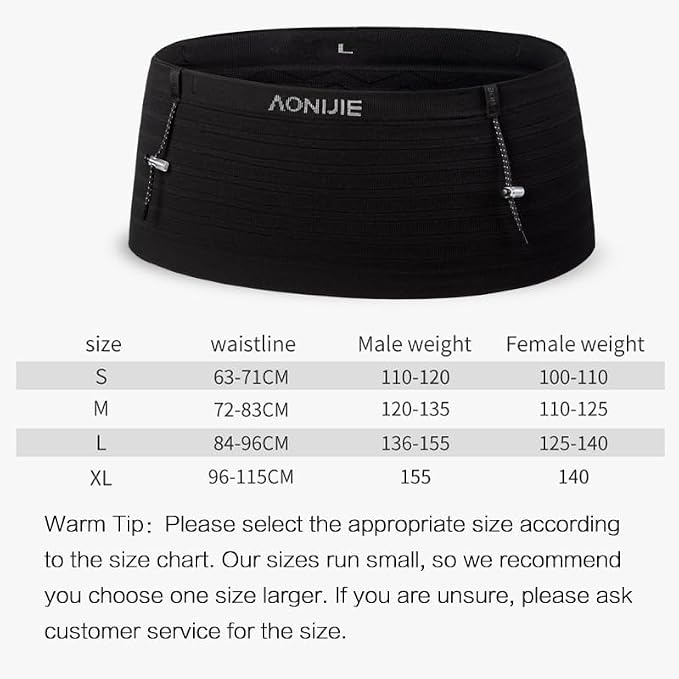 AONIJIE Running Belt with 250ml Soft Flask for Women and Men Lightweight & Non-slip Black Fanny Pack Fits All Size Phones Passport and More (Black with 250ml Soft Flask, M) - Image 2