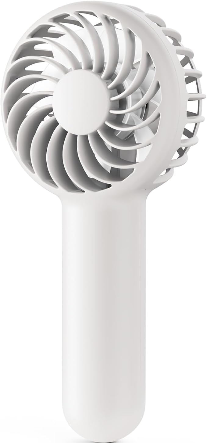 Gaiatop Mini Portable Handheld Fan, Travel Essentials for Women Girl White | 3 Speed Powerful, Battery Operated, Small USB Rechargeable, 3.3 oz Small Personal Fan for Makeup Eyelash Camping Beach Cruise by GAIATOP