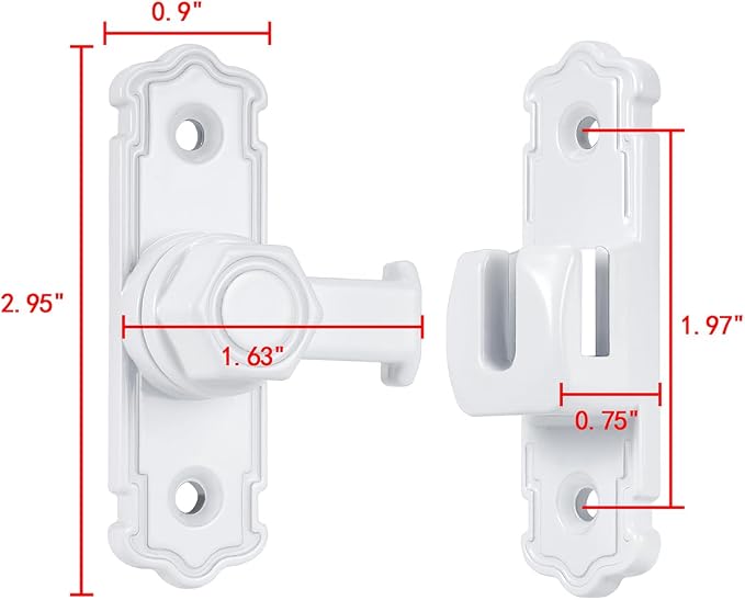 2 Packs White Aluminum Alloy 90/180 Degree Gate Lock,Barn Door Latches | Flip Gate Latches,Right Angle Door Lock Latch,Sliding Door Latches,for bedroom,garage,window,pet enclosures,drawer,cabinet - Image 2