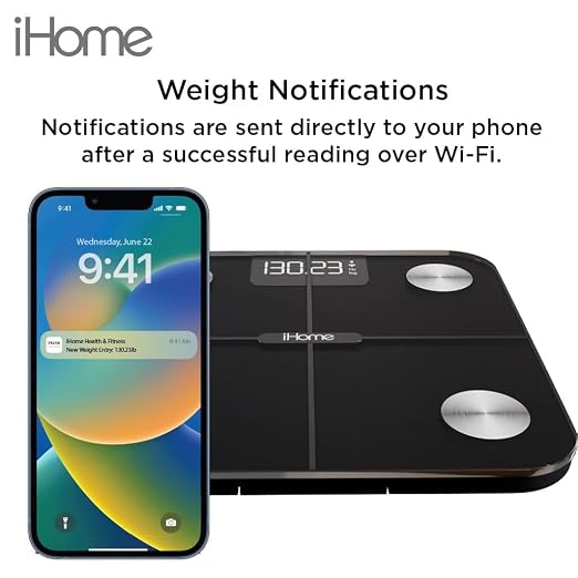 iHome Digital WiFi Smart Scale for Body Weight, Weight Scale, Including BMI, Body Fat, Muscle Mass, Batteries Included (Black Smart WiFi) - Image 4