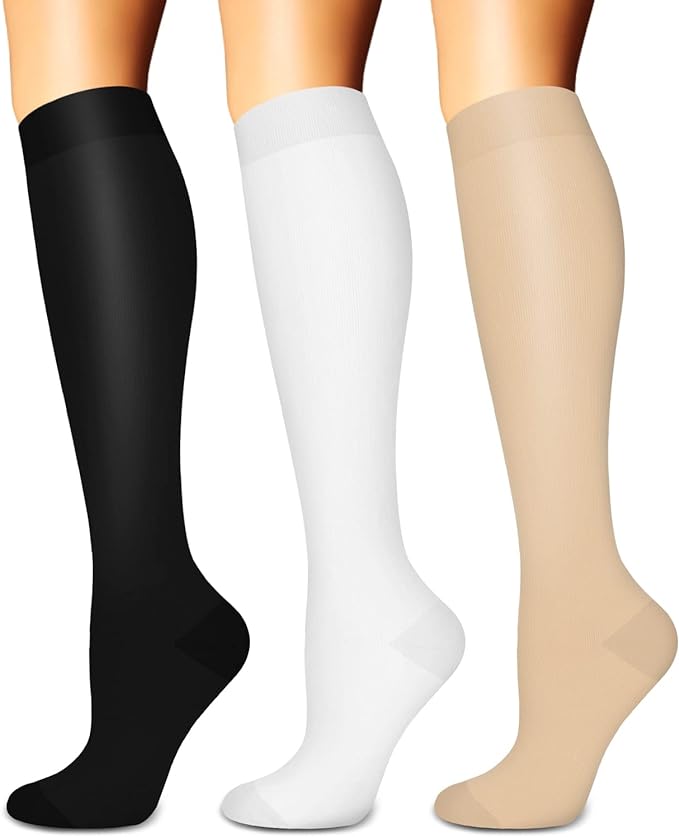 SunFeeling Compression Socks for Women & Men Circulation (3 Pairs) - Best Support for Athletic Running Nurses Recovery Travel by SunFeeling