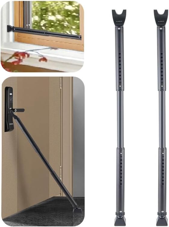 Door Security Bar 2 Pack Adjustable Door Jammer Door Stopper | Sliding Door Security Bar Barricad 2 in 1 Heavy Duty Window Security for Home Patio Door Apartment Travel Hotel Dorm by HoneSecur