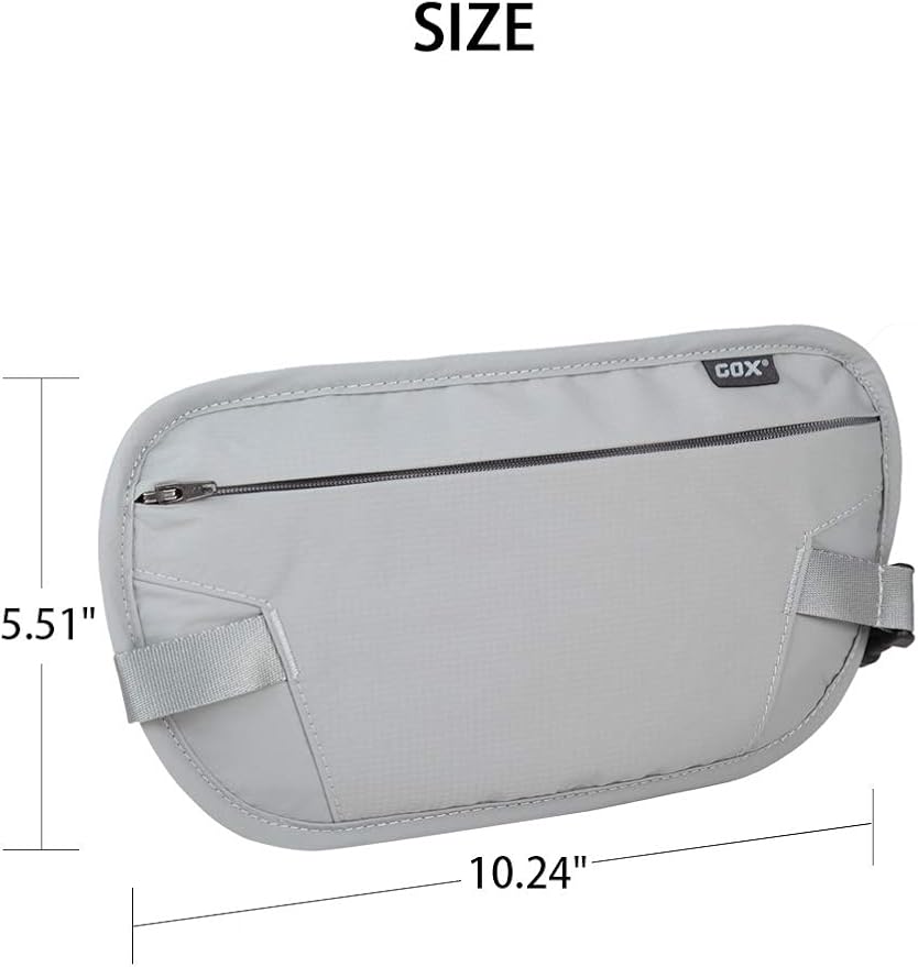 GOX Money Belt for Men Travel, Anti-Theft Hidden Waist Pack, RFID Secure Travel Belt for Men, Ultra-Thin Under-Clothes Passport Wallet with Documentry Safety & Money Holder (Grey-L) - Image 8