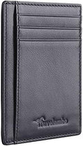 Travelambo Front Pocket Minimalist Leather Slim Wallet RFID Blocking Medium Size by Travelambo