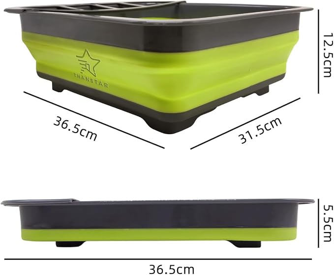 THANSTAR Collapsible Dish Drying Rack for RV Campers Portable Dinnerware Drainer Organizer for Kitchen Travel Trailer-Green - Image 3