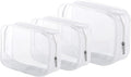 3 Pack Clear Plastic Zippered Toiletry Carry Pouch TSA Approved Toiletry Bag Portable Cosmetic Makeup Bag for Vacation, Bathroom and Organizing (White 3Pcs, Small/Large) | TSA Approved, Portable Cosmetic Makeup Bag, For Vacation, Bathroom and Organizing by Homtable