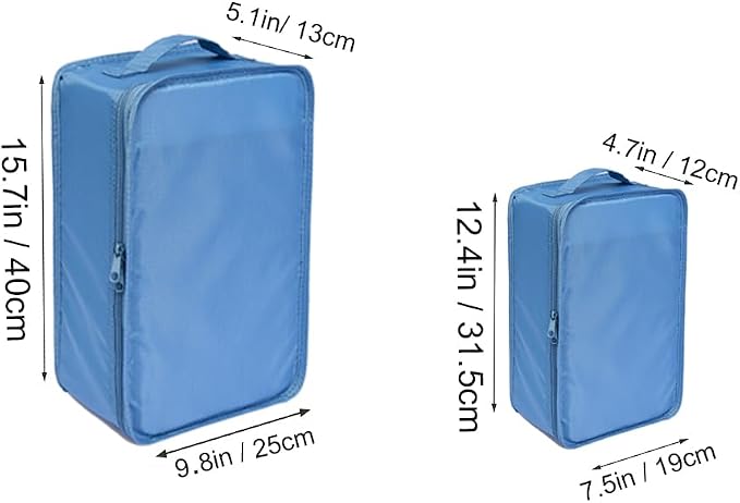Travel Shoe Bags, Foldable Waterproof Shoe Pouches Organizer-Double Layer (2+2 Seablue Shoebags) - Image 3