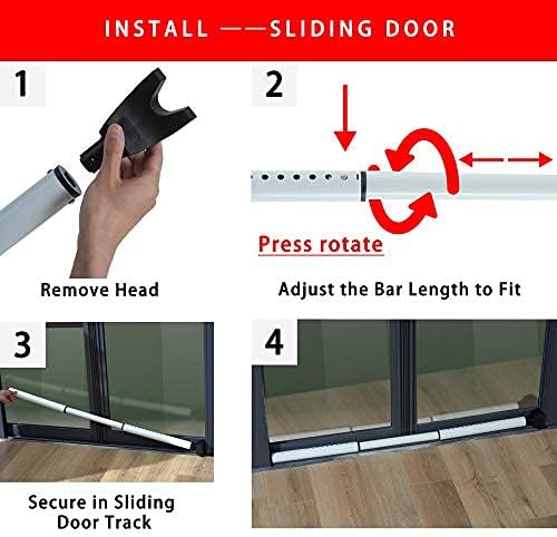 2 Pack 2-in-1 Door Security Bar & Sliding Patio 28″ Door Stopper Security Jammer Bar Child Proof Adjustable Constructed of High Grade Iron Window Doors Security Bars, White - Image 7
