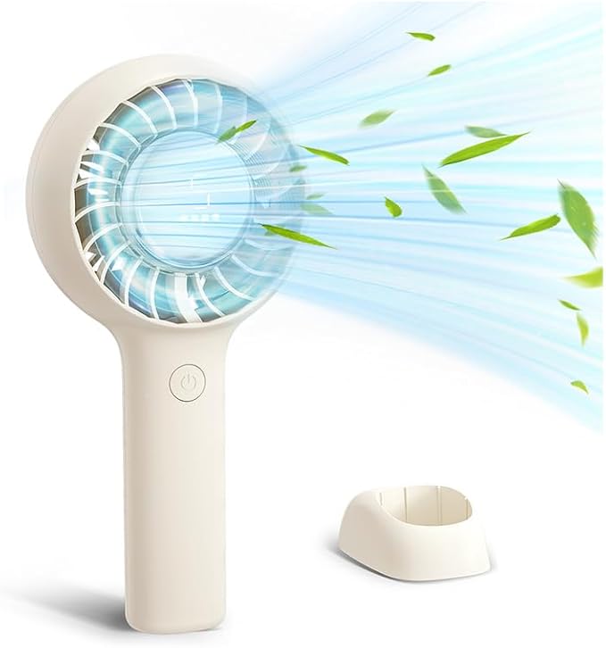 ZOZOO Portable Fan, USB Rechargeable 5 Speed Handheld Fan,LED Display &High Power Motor Table Fan, 2 IN 1 Quiet Strong personal fans for Travel,Camping,Beach Concert (White) by ZOZOO