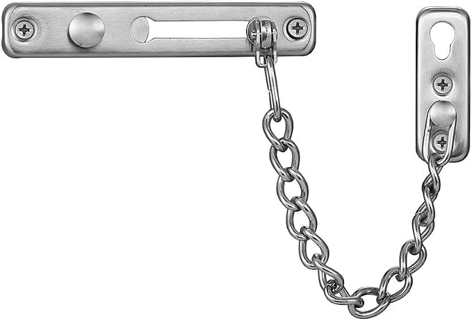 JQK Door Chain Lock, Stainless Steel Door Guard with Spring Anti-Theft Press Lock, Brushed, HDC100-BN by Homeimprovement