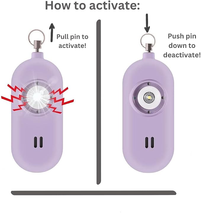 Rechargeable Personal Safety Alarm for Women. 130dB Siren. Ear-Piercingly Loud w/ Flashing LED Strobe Light Siren Keychain - Image 2
