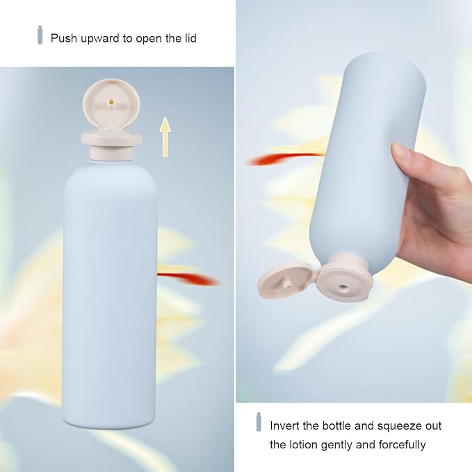 ASEVAT 13.5oz 4pack Refillable Travel Shampoo and Conditioner Bottles, Travel Size containers, Travel Bottle for toiletries, Squeeze Bottles with Flip Cap, Empty Plastic Leak Proof Travel Bottles - Image 7