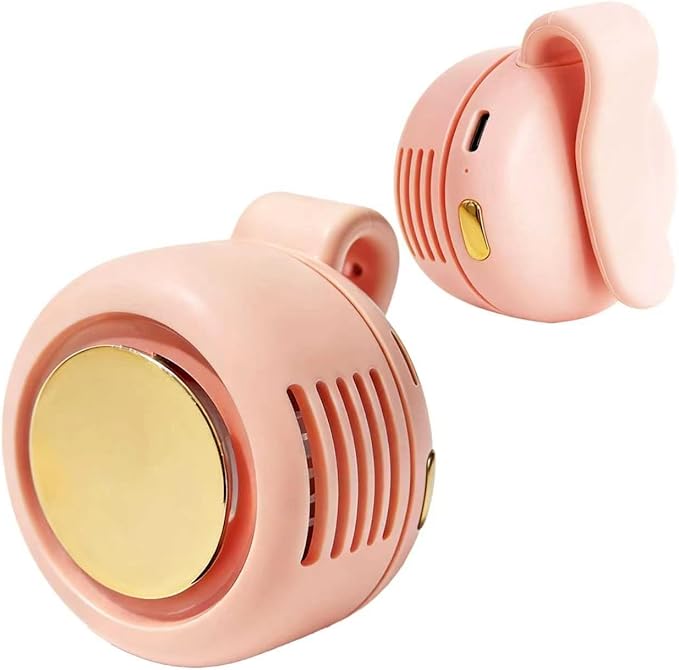 Portable Silent Clip-On Bladeless Personal Fan, Wearable Waist & Neck Fan, 360° Rotation, 3 Speeds, USB-C Rechargeable, Compact & Lightweight, Hands-Free Cooling for Travel, Office & Outdoor (Pink) by Unknown