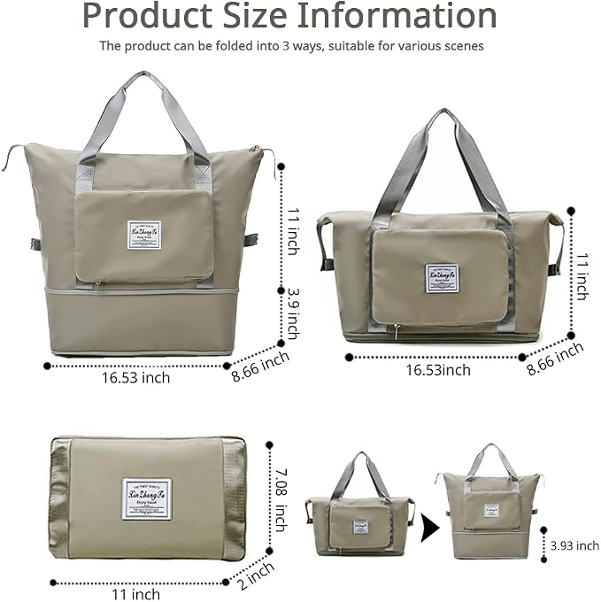 Large Capacity Foldable Travel Bag, Expandable Waterproof Carry on Bag, Dry and Wet Separation Spor Duffel Bags - Image 4