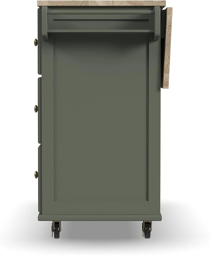 Homestyles Mobile Kitchen Island Cart with Wood Top and Dropleaf Breakfast Bar, 18" D x 53.5" W x 36" H, Green - Image 20