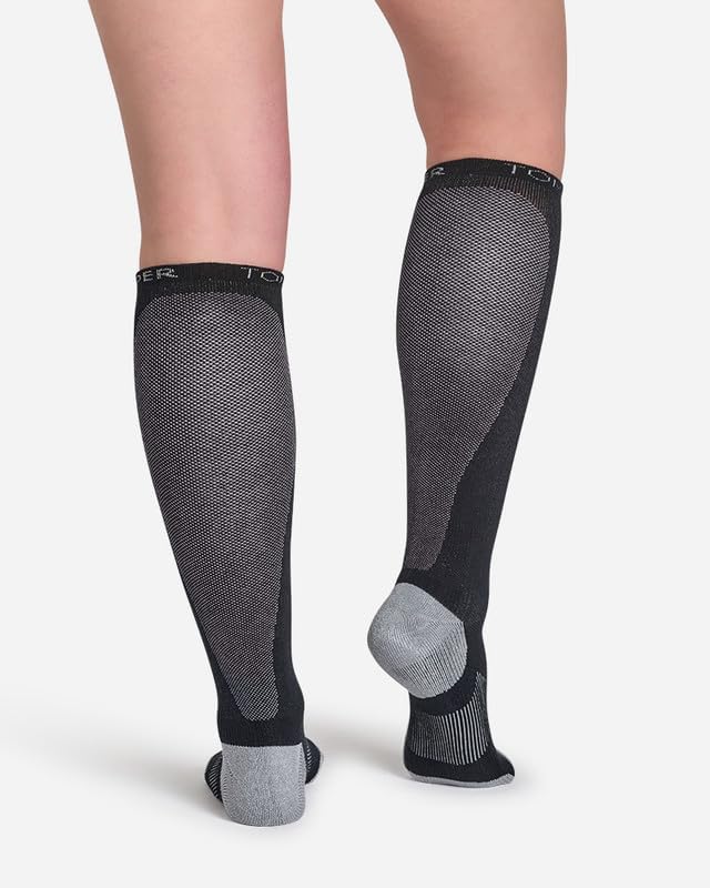 Travel Compression Socks Women's Over-the-Calf – Soothing Compression, Mesh Ventilation, Padding & Copper Znergy Anti-Odor - Image 2