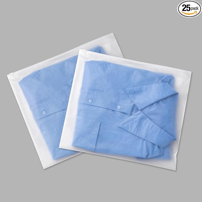 14x12 Inch Frosted Zipper Bags for Clothes 25pcs No Vent Holes | Shipping Bags for Packaging Apparel Blankets Backpack and Winter Cloth Storage Plastic for Small Business 3 Mil by Motomy