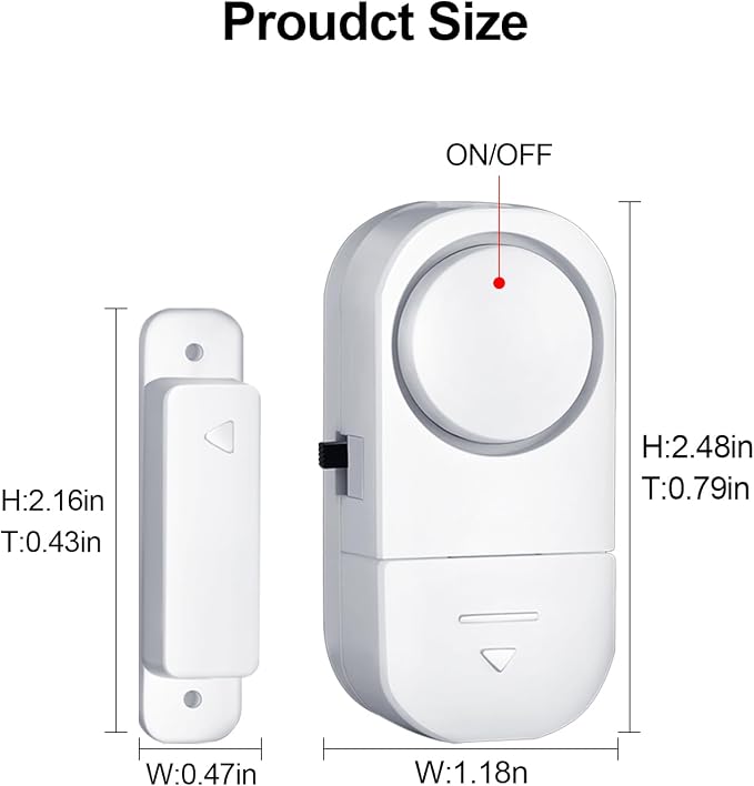 Door Window Alarm, 95DB Door Alarms for Kids Safety, Wireless Sensor Door Window Burglar Alarm-Window Pool Alarms for Home (6 Pack) - Image 4