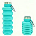 YCT Collapsible Water Bottle 17oz（500ml），Travel Portable Sport Water Bottle，Reusable Silicone Foldable Water Bottles for Gym Camping Hiking (Teal) by YCT