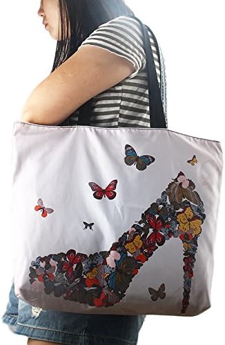 Beach Tote Bags Travel Totes Bag Shopping Zippered Tote for Women Foldable Waterproof Overnight Handbag - Image 9