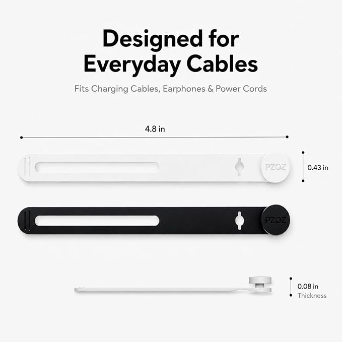 PZOZ Silicone Cable Ties 10 Pack, Reusable Cable Organizer Straps for Cords | Reusable silicone straps keep cables organized, reduce clutter, and create a clean, tidy workspace at home or office. - Image 6
