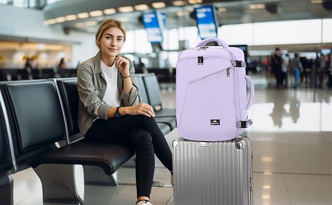 MATEIN Extra Large Travel Backpack for Women, Expandable Carryon Daypack | Personal Item Size, Adjustable Shoulder Strap, Airline Approved, For Travelling Hiking Camping Gym, Cute Gifts, Light Purple - Image 9