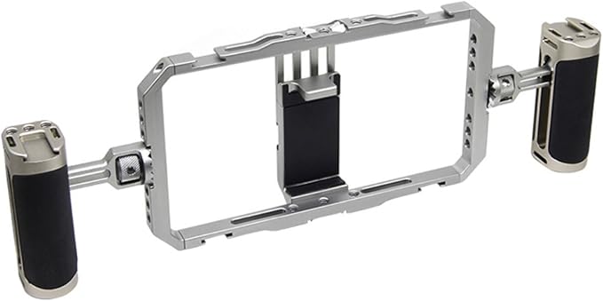Universal Phone Cage, Aluminum Alloy Smartphone Video Rig with 30 1/4 Screw Holes and 6 Cold Shoe Mounts, for Action Cameras and Mirrorless Setups - Image 9
