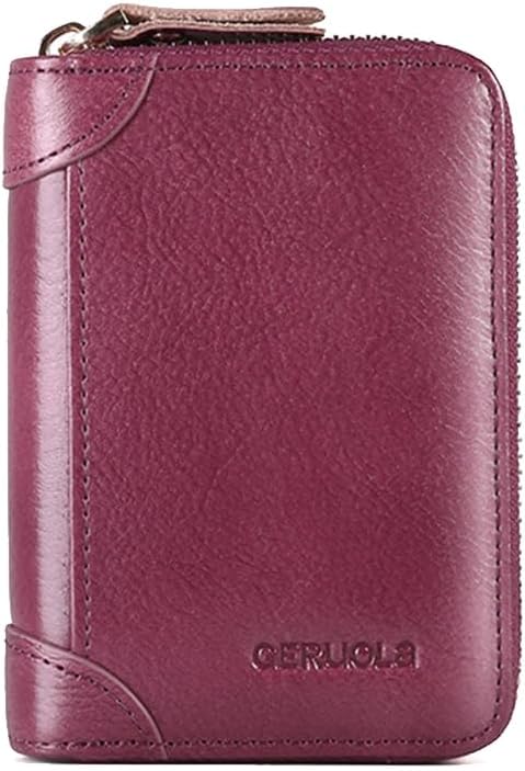 Card Bag Cowhide Wallet Men Coin Purse RFID Blocking Card Case Portable Card Holder Coin Bag Pouch with 12/20/30/45 Card Slots Purple A by PORRASSO