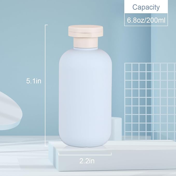 6.8 oz Plastic Travel Shampoo Bottles, Refillable Flip Cap Squeeze Bottles for Toiletries, Large Leakage-proof Travel Shampoo and Conditioner Container (Blue) - Image 2