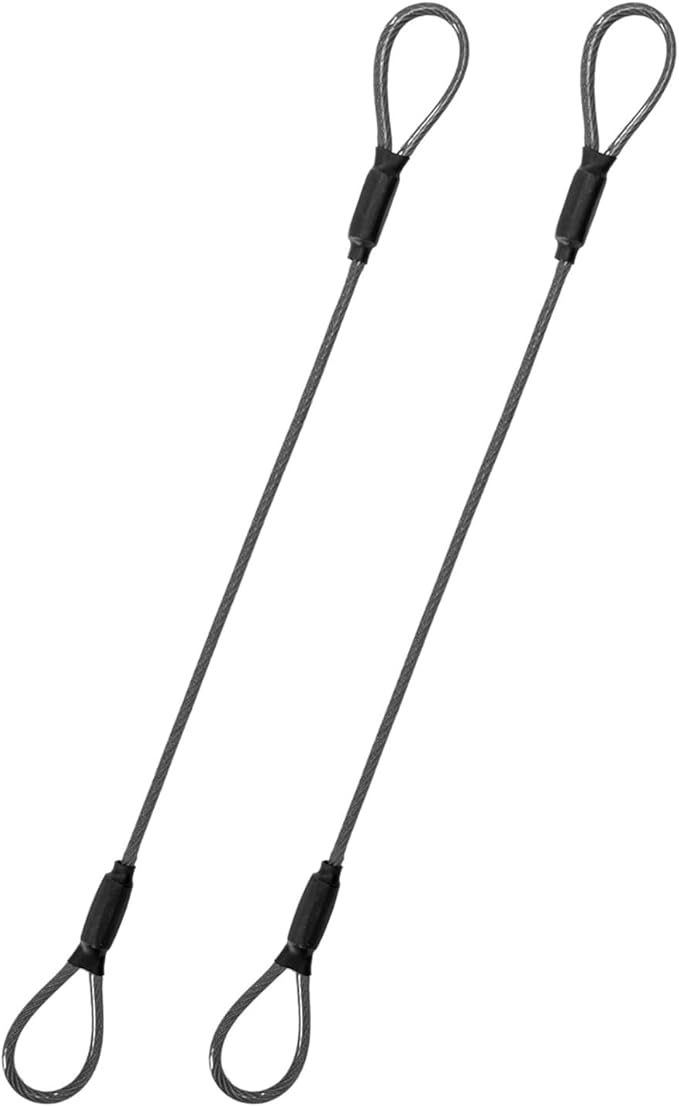 3.3mm Steel Wire Rope Outdoor Travel Security Cable Lock,Braided Steel Coated Safety Cable Luggage Lock,Safety Cable Wire Rope Chain Lock Double Loop Lightweight (Black, 24in/2Pcs) by MiMetty