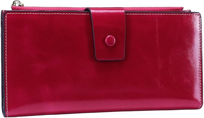 Itslife Womens RFID Blocking Large Capacity Luxury Wax Genuine Leather Wallet Clutch Ladies Card Holder - Image 7