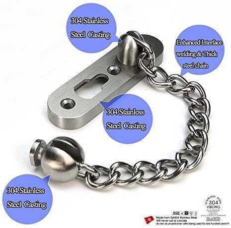 Extra-Thick Door Chain Lock- Sus304 Stainless Steel Casting Door Security Chain Guard, Heavy Duty Latch Lock for Inside Door, Brushed Nickel Finish (Deluxe Extra-Thick:3 mm) (EK-07) - Image 3