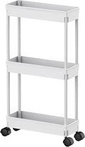Sooyee Slim 3 Tier Rolling Cart with Wheels, Storage Cart,White | Under Desk Narrow Rolling Utility Cart Storage Organizer for Office Bathroom Kitchen Laundry Room Narrow Places by Sooyee