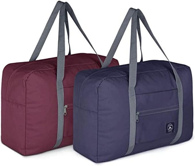 2 Pack Foldable Travel Duffel [[Bag]] for Airlines [Carry] on Weekender [Overnight] Hospital Tote Gym Duffel [[Bag]] with Toiletry [[Bag [Overnight] [[Bag For Women by Lchkrep