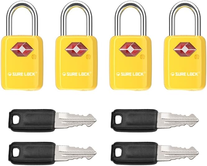 SURE LOCK Mini TSA Approved Keyed Luggage Lock – One Key Opens All, Fits Tight Zipper Gaps & Small Pull Holes, Compact Travel Lock for Suitcases, Backpacks & Handbags by Hopeyoucanstaysafe