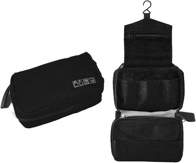 Travel toilet bag is used to store toiletries, Suitable for short-term travel use hanging toilet bag (Black) by Traveltoiletbag