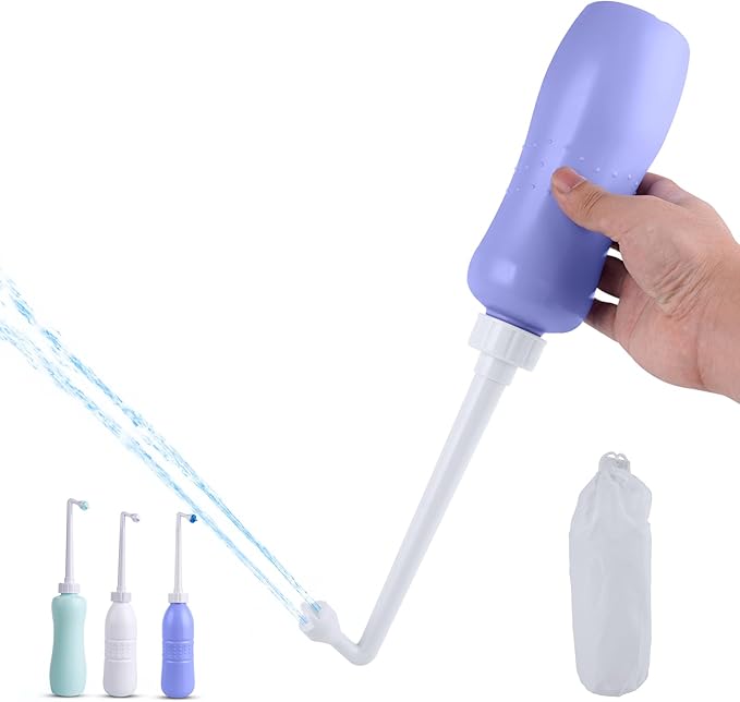 Hibbent Portable Bidet for Travel, Handheld Travel Bidet for Personal Hygiene Care, Personal Cleansing Use, Extended Nozzle, 17oz(500ml) Bathroom Toilet Spray, Purple by Hibbent