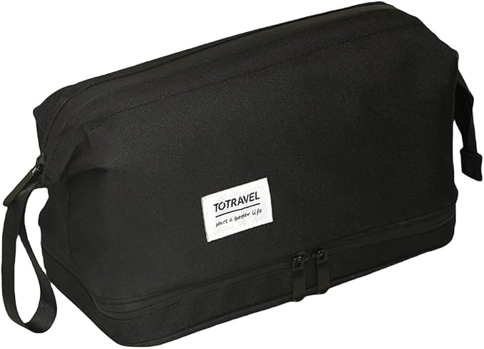 Travel Toiletry Bag Water-resistant with Hanging Hook for Mens Large Packing with Waterproof Wet/Dry Compartment Travel Shower Bags Travel Toiletry Organizer Dopp Kit Shaving Bag by SINLAND