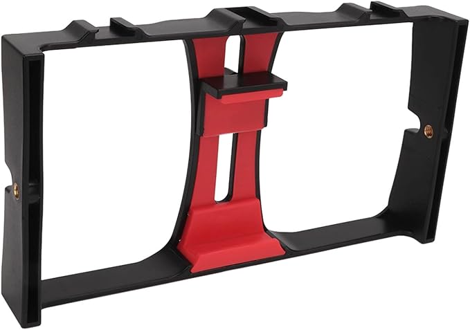 Smartphone Video Rig, Handheld Smartphone Video Rig Phone Video Camera Cage ABS Portable Handheld Smartphone Video Stabilizer Rig for Livestreaming Vlog (Red) - Image 2