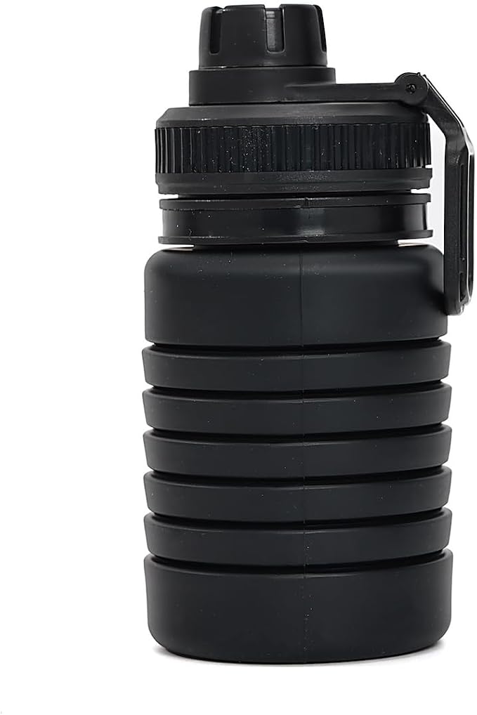 750ml Collapsible Silicone Travel Water Bottle – Foldable Portable Design, Food-Grade Material, Boiling Water Ready, Lightweight for Camping, Hiking and daily use (Black) 3.03 X10.91 IN - Image 2