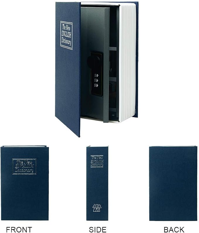 Large Diversion Book Safe Storage Box (Size 10.5"×8"×2.6") With Security Combination Lock, Dictionary Secret Hidden Safe (Blue Dictionary-Combination) - Image 2