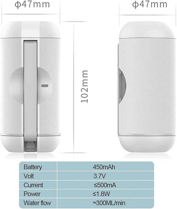 Portable Bidet for Travel, 500ml Travel Bidet, Bidet Sprayer with Peri Bottle for Women/Man, Handheld, Rechargeable Electric Bidet High Pressure, Douche Bottle for Postpartum, Hemorrhoid (White) - Image 7