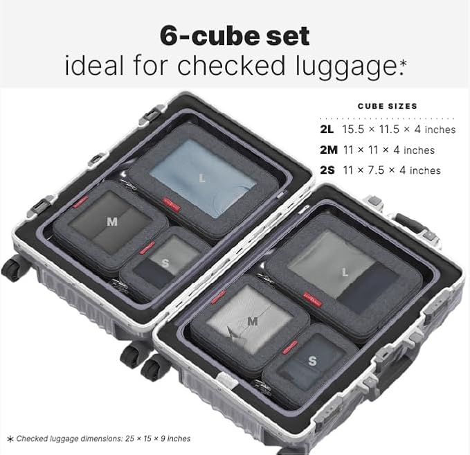 LeanTravel Premium Compression Packing Cubes for Travel - Suitcase Organizer Bags with Double Zipper & Breathable Mesh Panel - Space Saving Carry On Luggage Essentials (6-Pack, Black) - Image 2