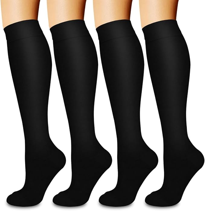 COOLOVER 4 Pairs Compression Socks for Women & Men Circulation 15-20mmHg -Best Support for Nursing, Athletic, Cycling, Flight by COOLOVER