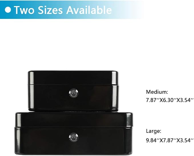 xydled Medium Cash Box with Lock, Removable Coin Tray, Steel Money Box, Black - Image 6