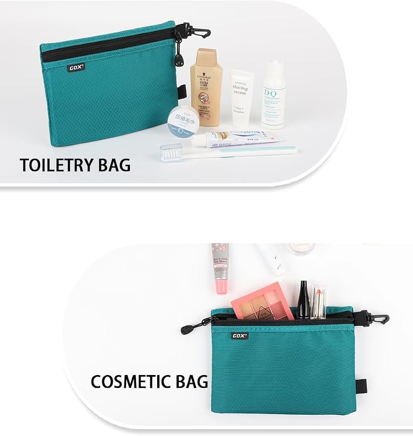 GOX Small Toiletry Bag for Men Bulk Cosmetic Bag Dopp Kit Carry On Zipper Pouch Organization Nylon Small Packing Sack Waterproof (Turquoise) - Image 9