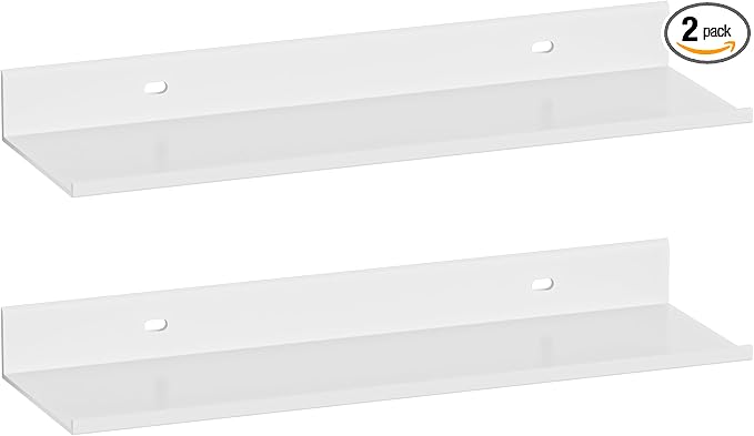 HNVNER Adhesive Floating Shelves for Wall 2 Pack, Metal Shower Shelf 40cm | White Bathroom Wall Shelf, Screw/No Drilling, Renter-friendly, Rustproof & Waterproof, Supports 5kg, Wall Storage Decoration by HNVNER