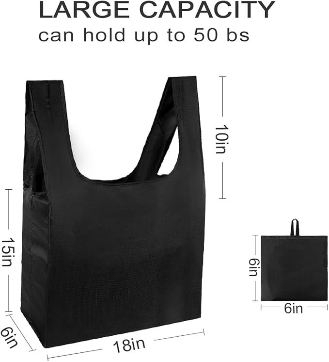 HOLYLUCK Reusable Grocery Bags,Heavy Duty Foldable Shopping Tote Bag (Extra Large, 3 Large Black) - Image 2
